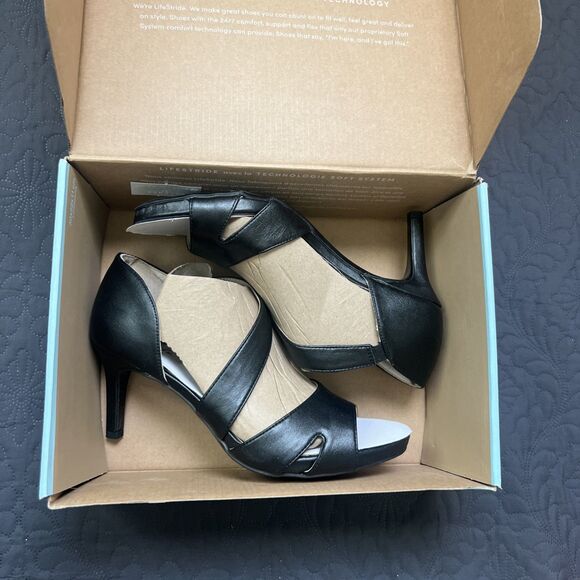 LifeStride HEIRLOOM MEGA Strappy Comfort Sandals Heels SZ 9.5 Wide NIB Career - Picture 10 of 11